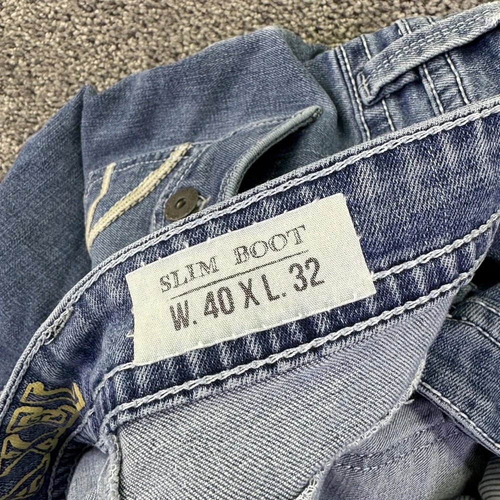 TK Axel Jeans Mens 40x32 Blue Slim Boot Stretch Medium Wash Denim Casual Work
